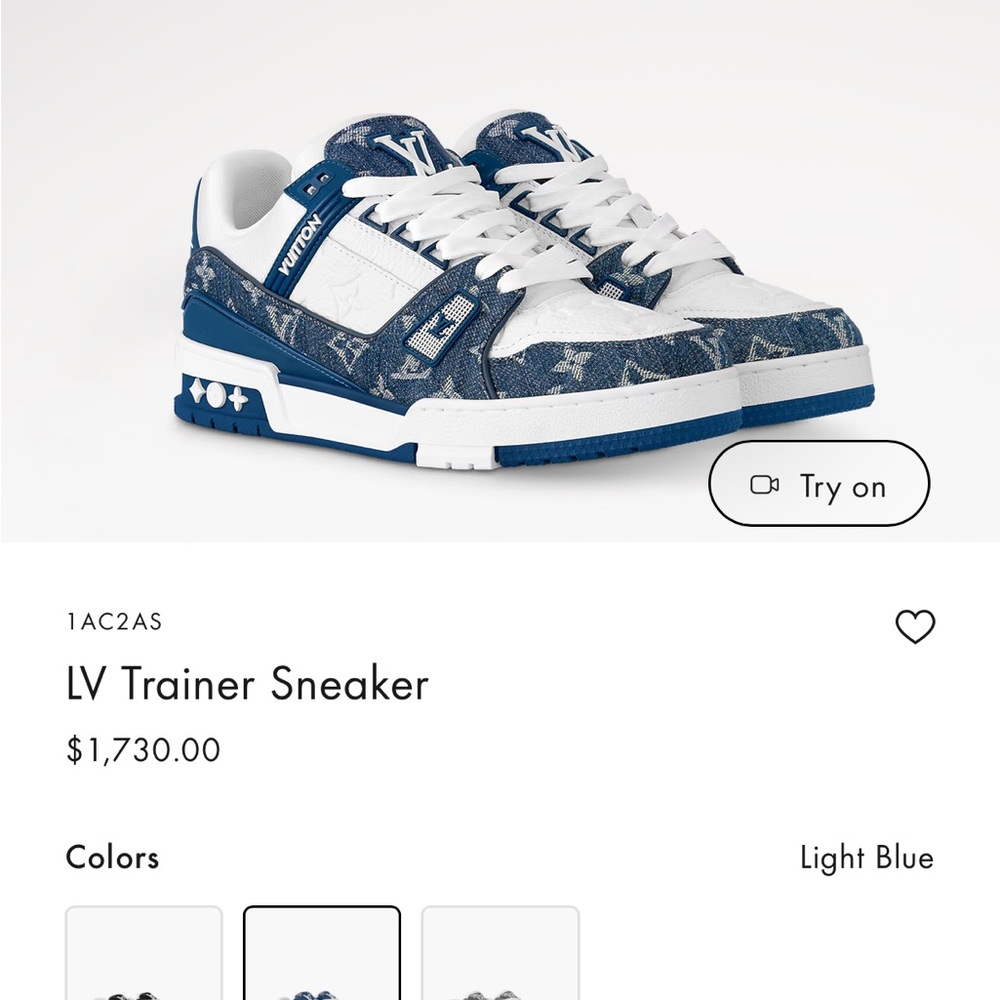 Louis Vuitton Blue & White LV Trainer Sneaker 1AC2AS